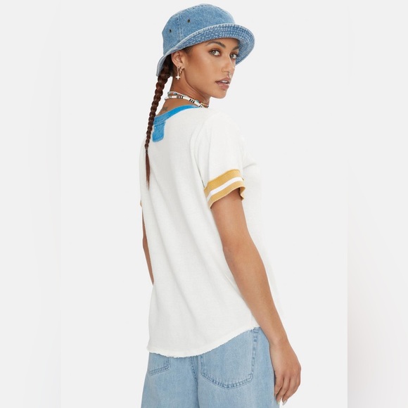 We The Free White Tee with Blue and Yellow Accents - Picture 4 of 7